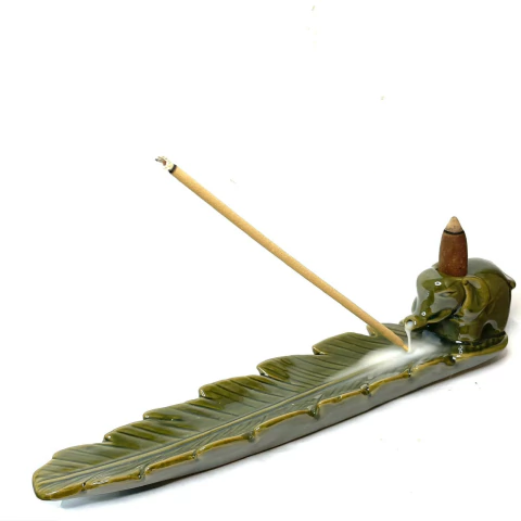 Porta incenso de porcelana elefante