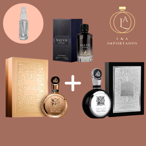 Combo homem poderoso - Decant Fakhar gold + Fakhar black + Salvo