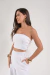 Cropped Sem Alça Linho Branco Off