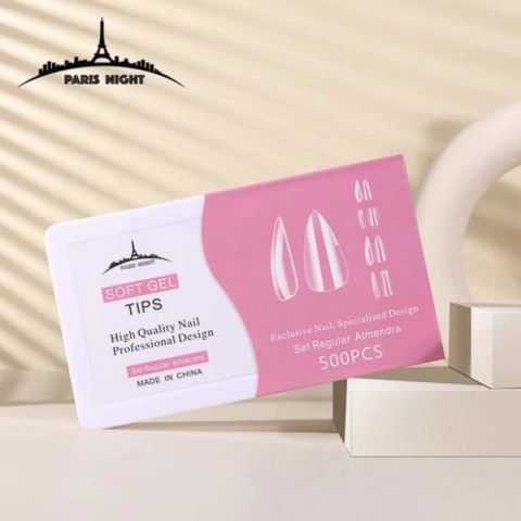 Tips Soft Gel - Set Regular Almendra x500 Paris Night