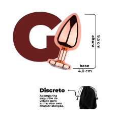 Kit Plug Anal Tamanho P, M e G Aço Inox Cor Rose com Joia Brilhante