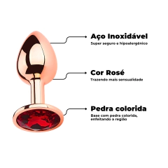Kit Plug Anal Tamanho Grande Rose + Ducha Higiênica Anal 220ml + Lubrificante Anal Sex Comfort