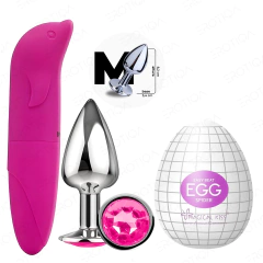 Kit Plug Anal Médio Alargador + Egg Masturbador Masculino + Vibrador Feminino Ponto G Golfinho Aveludado