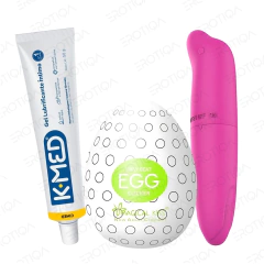 Kit Lubrificante Íntimo a Base de Água K med 50g + Vibrador Feminino Ponto G Golfinho Liso + Egg Masturbador Masculino