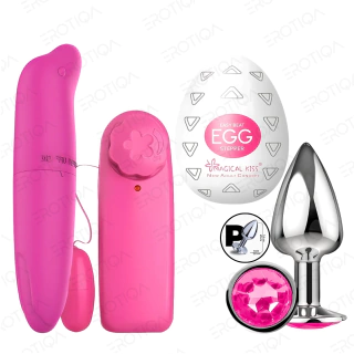 Plug Anal Pequeno Aço Inox + Vibrador Feminino Bullet Cápsula + Vibrador Ponto G + Egg Masturbador Masculino Sex Shop