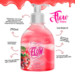 Gel Flow Beijos Creme Hidratante Beijável 290g Morango com Nata For Sexy