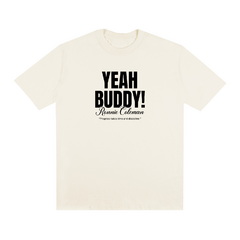 Camiseta Ronnie Coleman 'Yeah Buddy' – Estampa icônica com frase motivacional 'Progress takes time and discipline'. Modelo confortável e estiloso, ideal para treinos, academia e lifestyle fitness.