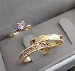 Conjunto Alianças de Moeda Antiga 4mm - Violeta