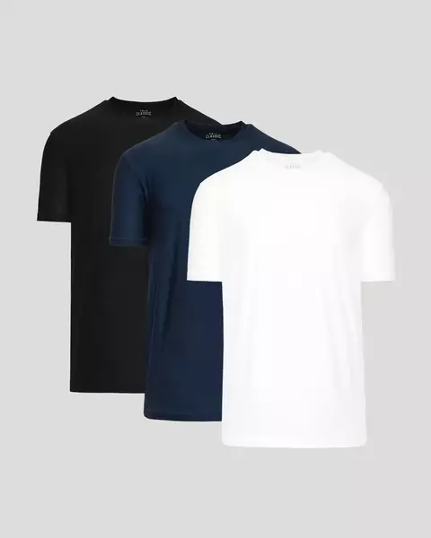 Pack x 3 Remeras negra, azul y blanca algodon premium - comprar online