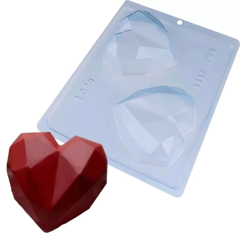 Forma de Acetato com Silicone Coração Lapidado 200 Gr BWB
