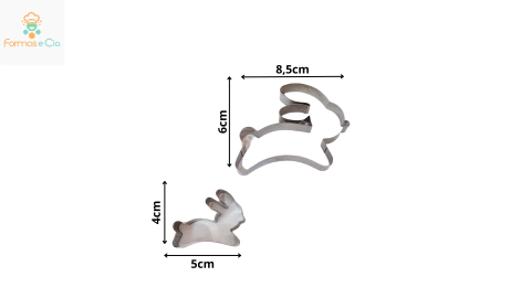 Jogo Cortador Biscoito Páscoa Kit Coelho 5 Com 2 Peças Inox