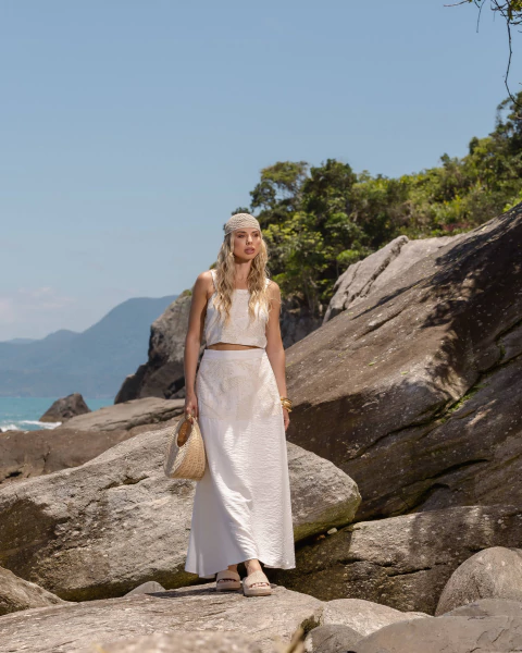 Saia Bordada Bolsos - comprar online