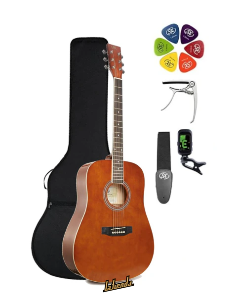 Combo Guitarra Acustica SX 3/4 SD103 Marrón c/Funda y Accesorios
