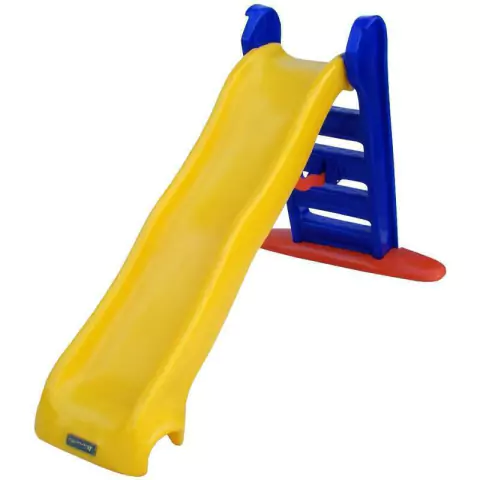 Escorregador grande amarelo e azul