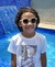 Óculos de Sol Infantil Hexagonal Bela - Creme - Acetato - DK Vision