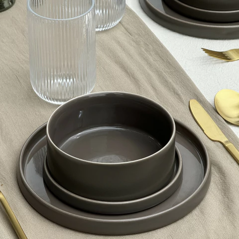 SET VAJILLA TAUPE X 18 PIEZAS