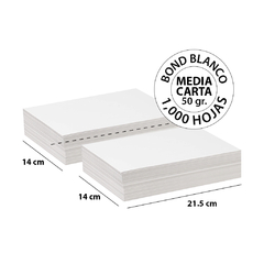 Bond Blanco Media Carta 1,000 Hojas - Optimus