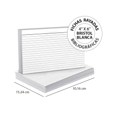 Tarjeta Bibliográfica Rayada Blanca 4" x 6" 150 gr / 170 gr / 180 gr - comprar en línea