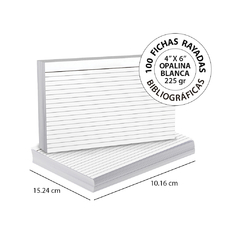 Tarjeta Bibliográfica Rayada Opalina Blanca 4" x 6" 120 gr / 225 gr - Optimus