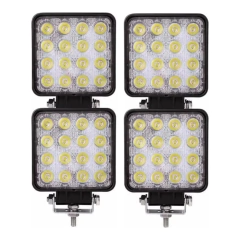 4 Unidades Farol Auxiliar 48w-16 Leds Quadrado Caminhão