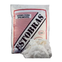 2 Embalagens De Estopa Branca P/ Polimento Estobras C/ 200g