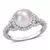Amour 8.5-9mm Cultured Freshwater Pearl and 3/4 CT TGW White Topaz Halo Ring in Sterling Silver - comprar online