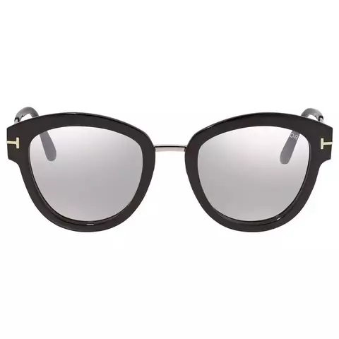 Tom Ford Mia Smoke Mirror Round Ladies Sunglasses FT0574 14C 52 - comprar online