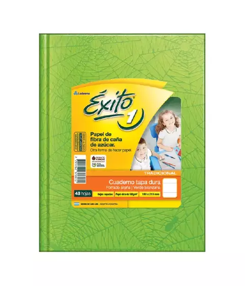 Cuaderno Exito 16x21 48 Hojas Rayadas Tapas Duras Verde Manzana