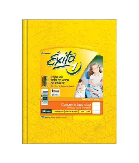 Cuaderno Exito 16x21 48 Hojas Rayadas Tapas Duras Amarillo