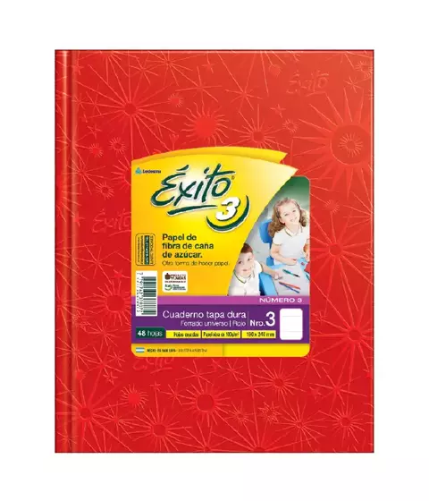 Cuaderno Exito N3 (19x24) Rayado x 48 hojas Tapa Roja