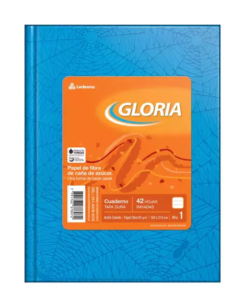 Cuaderno Gloria 16x21 Tapas Duras Celeste 42 Hojas Rayadas