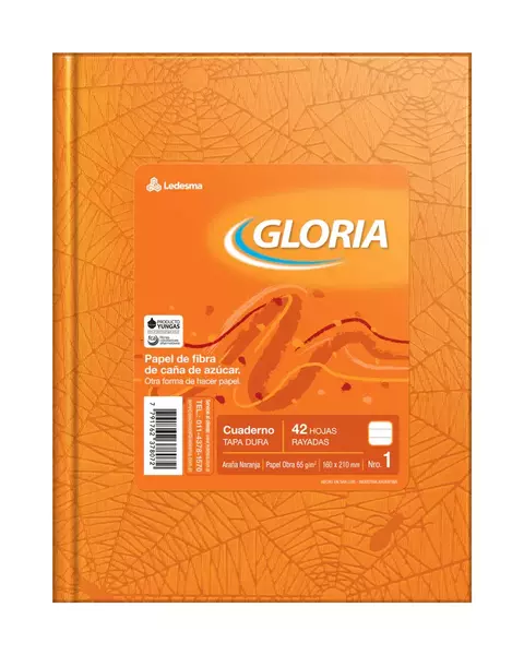 Cuaderno Gloria 16x21 Tapas Duras 42 Hojas Naranja Rosa