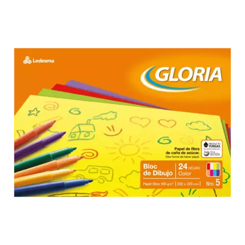 Block de Dibujo Gloria Hojas de Color x 24