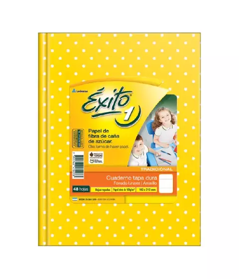 Cuaderno Exito 16x21 48 Hojas Rayadas Tapas Duras Lunares Amarillo
