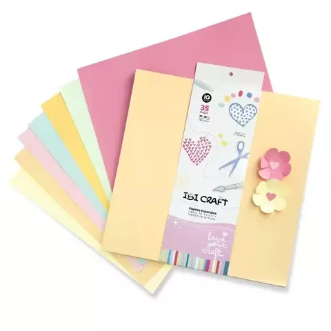 Papel IBI CRAFT 30X30 35 Hojas en tonos PASTELES 160 gs