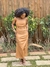VESTIDO MAXI MIDI EM COURO P.U. BEGE - Flavia Ferrer