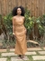 VESTIDO MAXI MIDI EM COURO P.U. BEGE - loja online