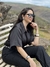 CAMISA EM TECIDO SATIN STRIPE PRETO