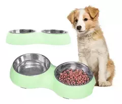 Plato Comedero Doble Para Mascotas Bowl Bebedero Perros Gato