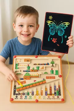 Tablero De Laberinto Magnético - Juguete Educativo Para Ninos + Pizarra 8.5" - Ruchi
