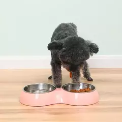 Plato Comedero Doble Para Mascotas Bowl Bebedero Perros Gato en internet