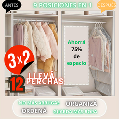 PACK 4 Perchas Organizadoras Espacios Rebatible Mágicas para 9 posiciones