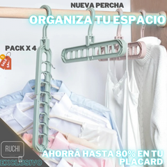 PACK 4 Perchas Organizadoras Espacios Rebatible Mágicas para 9 posiciones - comprar online