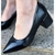 Scarpin Feminino Sapato Salto Bloco Baixo Confortável Preto