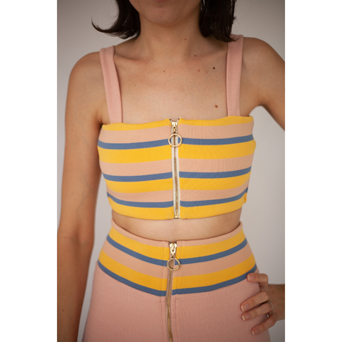 Cropped rosa modal c/ listras LANÇA PERFUME TAM PP