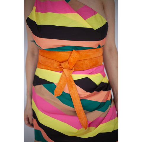 Cinto faixa 100% couro camurça laranja TAM P