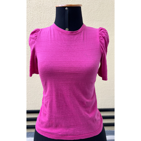 Blusa manga bufante fucsia TAM P