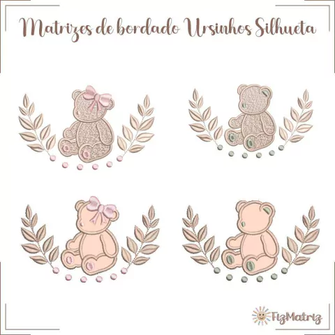 Matrizes de bordado Coleção Ursinhos Silhueta