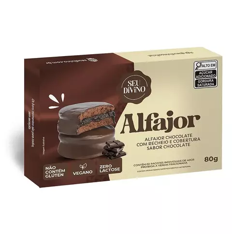 SEU DIVINO Alfajor Chocolate 80g Recheio e Cobertura de Chocolate - Cobertura de Chocolate - Vegano, Sem Glúten - comprar online