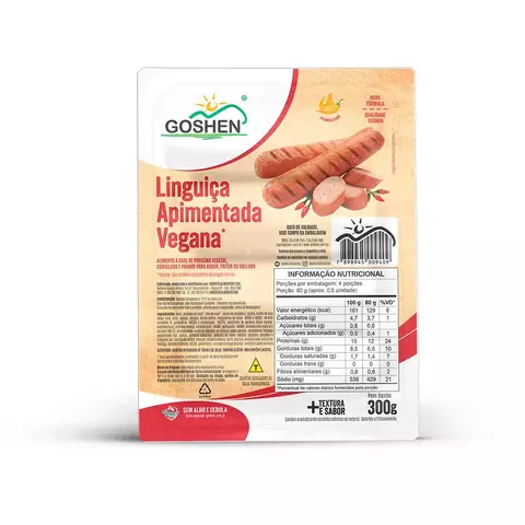 ❄LINGUIÇA APIMENTADA DE SOJA GOSHEN 300G